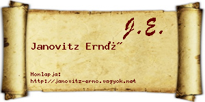 Janovitz Ernő névjegykártya